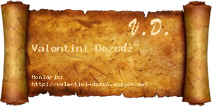 Valentini Dezső névjegykártya